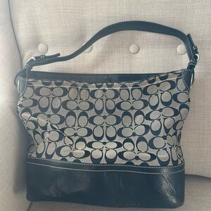 Coach Black and Gray Signature Shoulder Bag